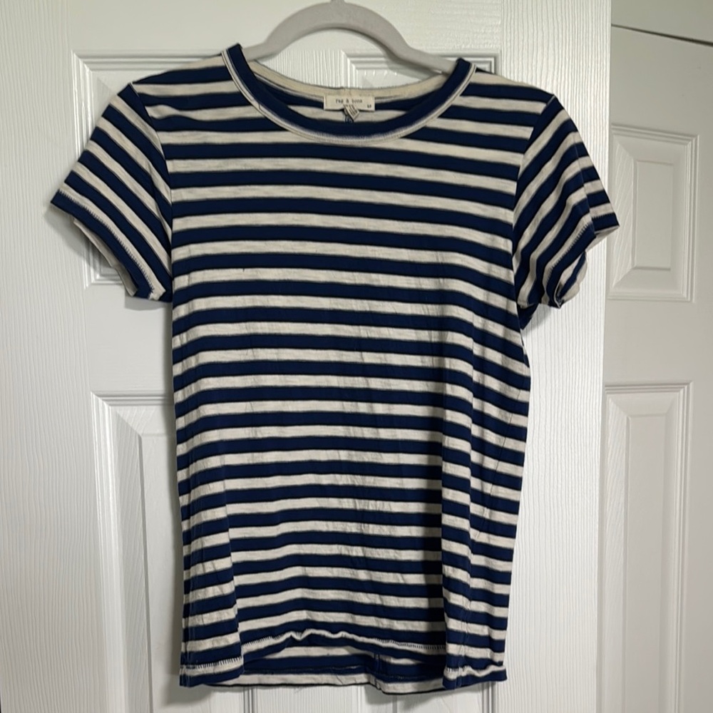 rag & bone Navy and White Striped Tee- small- great condition